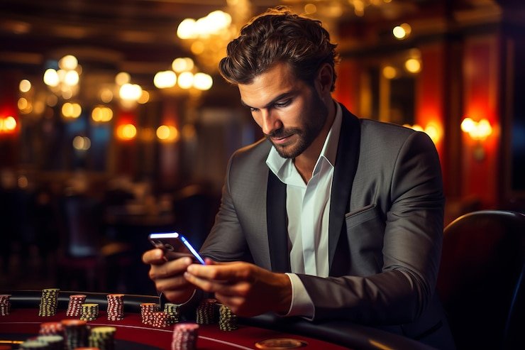 Antarmuka Casino Hold'em di aplikasi mobile kuba toto menampilkan kartu dan opsi taruhan